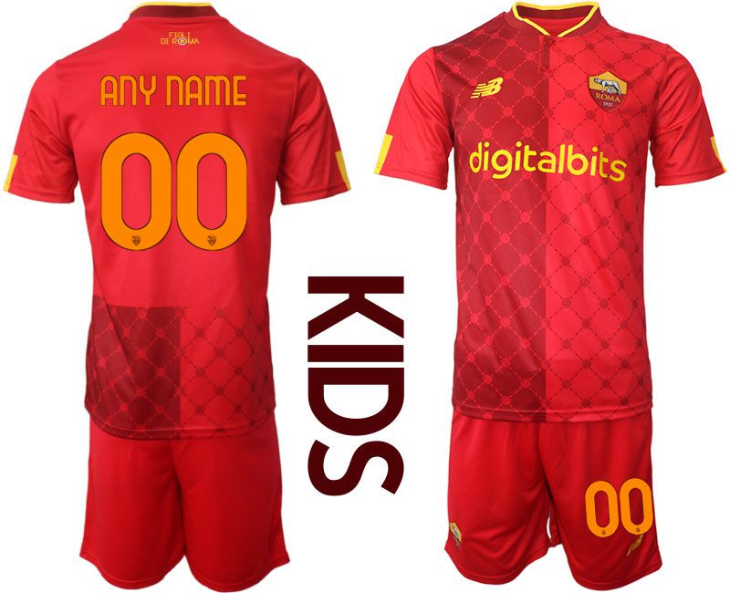 Youth 2022-2023 Club AS Rome home red customized Soccer Jersey